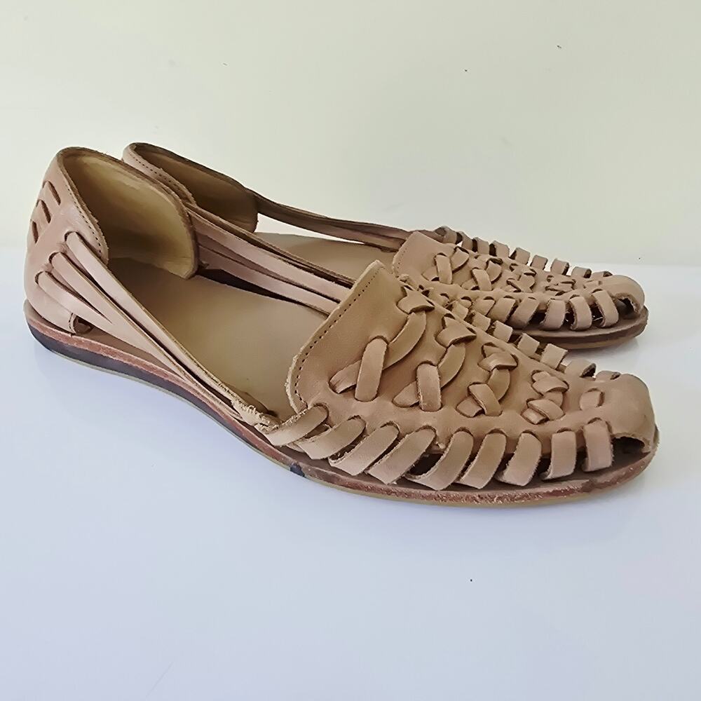 Nisolo Huarache Almond Tan Woven Leather Sandals Women's Size 9 - Picture 3 of 11